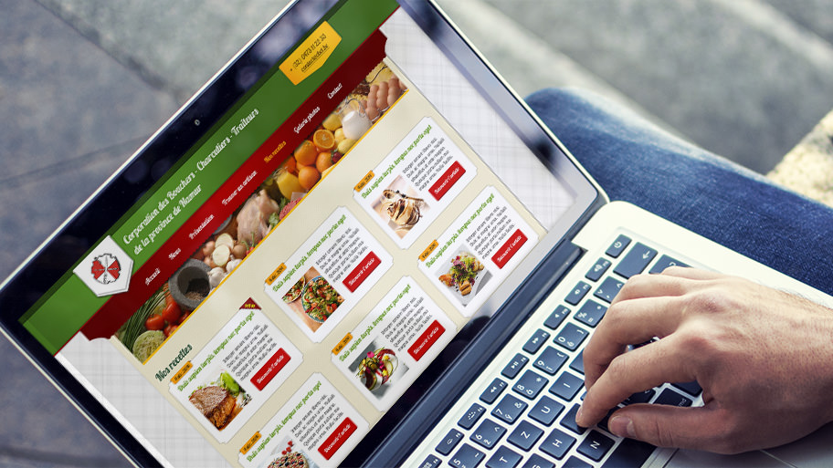 Webdesign du site Internet Corporation des bouchers, charcutiers, traiteurs de la province de Namur