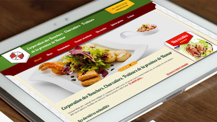 Webdesign du site Internet de la corporation des bouchers, charcutiers, traiteurs de la province de Namur